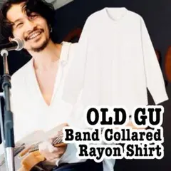 GU バンド カラー レーヨン シャツ オフ ホワイト L OLD GU