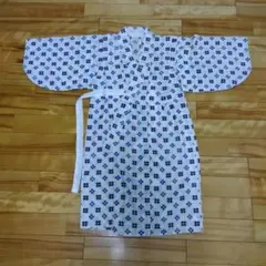 男の子　手縫い 仕立て 井桁文様　 浴衣　　青 紺 グレー　サイズ120~130