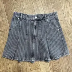 ZARA ストライプ プリーツスカート XS グレー