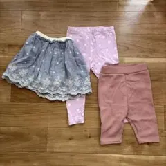女の子 レギンス2枚キュロット1枚