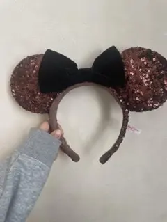 ブラウン ミニーマウス耳カチューシャ