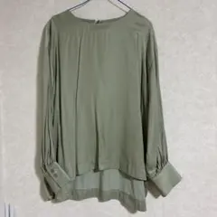 長袖ブラウス オリーブ ベージュ アイボリー