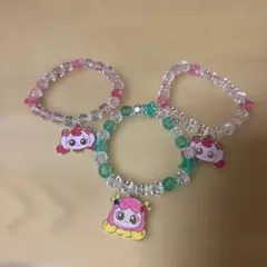 カラフルキャラクタービーズブレスレット3個セット