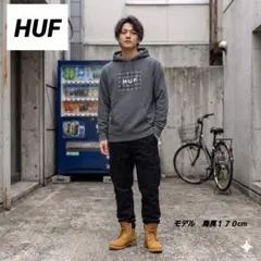 HUF M ボックスロゴ総柄フーディ｜都会派スケーターデザインのサムネイル