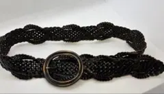 Gap 本革　メッシュベルト　黒　リングバックル　Mサイズ