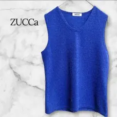 ZUCCa ノースリーブ 花柄 ジャガード 日本製 M 青のサムネイル