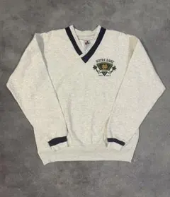 90s USA NotreDame ノートルダム Vネック スウェット カレッジ