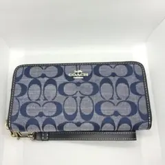 COACH コーチ シグネチャー ロング ジップ アラウンド長財布 ブルーのサムネイル