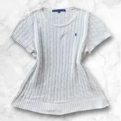 ポロラルフローレン 半袖ケーブルサマーニット ホワイト きれいめ カジュアル