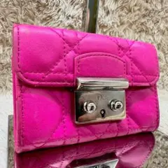 【美品】ディオール カナージュニューロック 名刺入れ ピンク 二つ折りのサムネイル