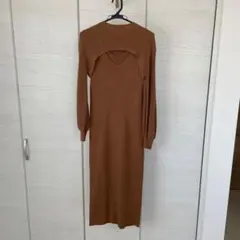 【新品未使用】LILYBROWNリブ編み長袖ニットワンピース