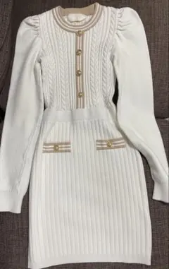Rady ホワイト ケーブルニット ワンピース S