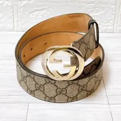 GUCCI グッチ ベルト インターロッキングG 74053 ブラウン ベージュ GUCCI グッチ ベルト インターロッキングG 74053 ブラウン ベージュ