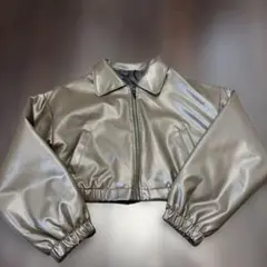SHEINフェイクレザー ショート丈 ブルゾン ジャケット Mのサムネイル