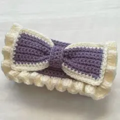 【 y様 専用商品】編み物 ポーチ ペンケース リボン Dカン付き
