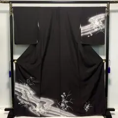 D317 訪問着　花　蔦　流水　金彩　正絹　着物　袷　しつけ糸付き未使用極美品