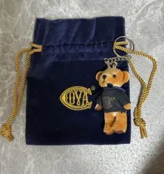 稀少【COVA】ミラノ老舗カフェ テディベア キーホルダー ＆ ベルベット 巾着
