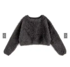 GRLフェザーショート丈ニットトップス【an1445】チャコール　フリーサイズ