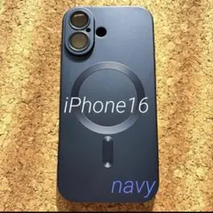 マグセーフ　iPhone16 スマホケース　レンズ保護　シリコンカバー　ネイビー