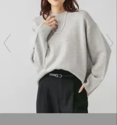 GLOBAL WORK　グレー 長袖ニットセーター　(ラメ入り)