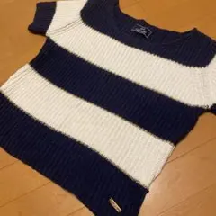 Rady❤️ボーダー 半袖ニット ネイビー×ホワイトのサムネイル