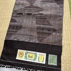 本場小千谷結城紬着尺反物 絹100% 真綿紬　焦げ茶系のサムネイル