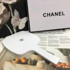 CHANEL ロゴデザイン ハンドミラー ホワイト 約23×13㎝