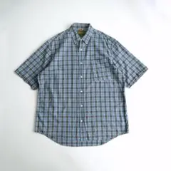 ティンバーランド　00s 半袖BDチェックシャツ　青　XL ビッグサイズ　古着.のサムネイル