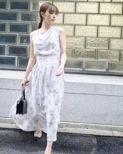 FRAY I.D ウエストシャーリングフラワープリントワンピース