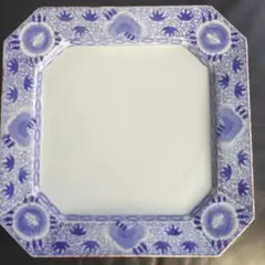 特大 八角皿 有田焼 賞美堂 基泉 染付 草花紋 盛り皿 深皿