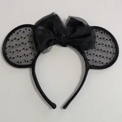 ディズニー　ミニー　カチューシャ　黒レース