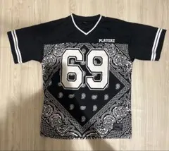 激レアPlayerz 69 シャツ 黒 美品 】 PLAYERZ 69 ベースボールシャツ ユニフォーム 野球 刺繍 XL