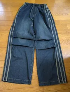 サイドライン ワイドデニムパンツ