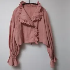 新品 レース襟 バルーンスリーブクロップドシャツ