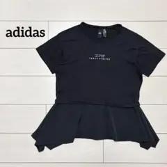 adidas 裾フリルTシャツ　ペプラム　ジム　トレーニング　ヨガ　ブラック　Mのサムネイル
