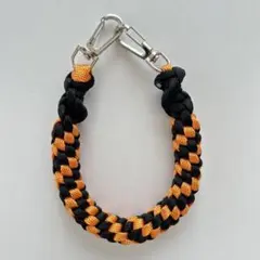 パラコード ハンドストラップ スマホストラップ ブラック オレンジ