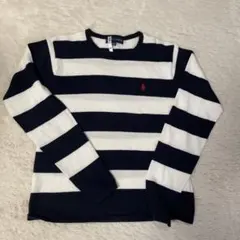Ralph Lauren ストライプ長袖セーター赤のロゴ