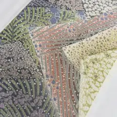 BY7500 絞り　桜模様　袋帯 正絹 六通 おしゃれ　白　ラメ　落款