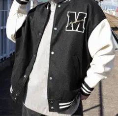 オーバーサイズウールライクワッペン スタジャン スタジアムジャンパー