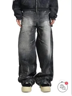 EMOstanceclub WIDE BAGGY JEANS / BLK