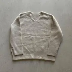 【抜け感】ふんわり ゆったりVネックニット オートミール エクリュ L