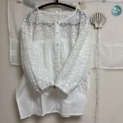 SM2 ホワイトレース七部袖シャツ