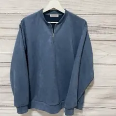 THE SHOP TK ハーフジップ スウェード地スウェット ブルベ ブルー系