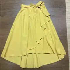 INGNI イング　イエローフレアスカート リボン付き 美品　M