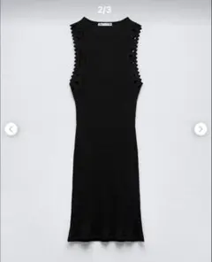 ZARA ワンピース　ノースリーブ　ブラック　リブ　ニット