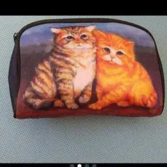 猫のイラストポーチ