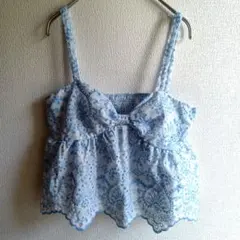 ビスチェ　水色　刺繍　S フレアチュニック　レースのサムネイル