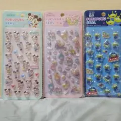 新品未使用未開封 ディズニー ぷくぷくシール 世人商事 3種 ボンドロ風