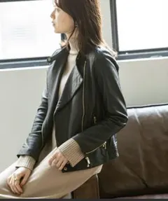 【美品】ノーブル　ブラック レザー ライダースジャケット サイズ36