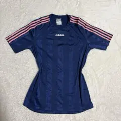 adidas ネイビー ストライプ Tシャツ y2k 古着